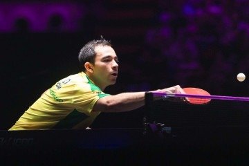 Hugo Calderano foi eliminado na semifinal do WTT Star Contender de Doha, no Lusail Sports Arena, no Catar -  (crédito: Divulga&ccedil;&atilde;o/WTT)