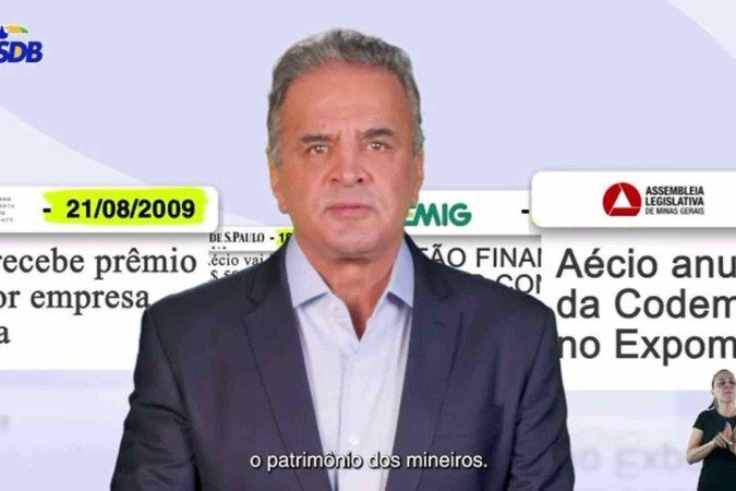 Aécio Neves aparece em programa eleitoral -  (crédito: PSDB/REPRODUÇÃO)