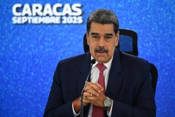 Nicolás Maduro participa de entrevista coletiva com a imprensa internacional, em Caracas  -  (crédito: Federico Parra/AFP)
