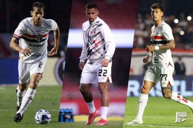 Tolói, Mailton e Rigoni já podem entrar em campo contra a LDU - (crédito: Fotos: Rubens Chiri/São Paulo FC; Marco Galvão ) Tolói, Mailton e Rigoni já podem entrar em campo contra a LDU - (crédito: Fotos: Rubens Chiri/São Paulo FC; Marco Galvão )