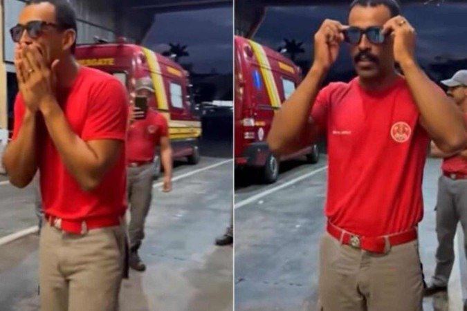 Bombeiro daltônico passa a enxergar cores após ganhar óculos especiais dos colegas -  (crédito: Reprodução/redes sociais)