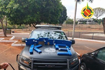 Drogas foram localizadas pela cadela Dóris, especialista na detecção de entorpecentes -  (crédito: PMDF/Divulgação)
