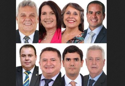 Bancada do DF na Câmara dos Deputados em setembro de 2025: Alberto Fraga, Bia Kicis, Érika Kokay, Fred Linhares, Julio César Ribeiro, Professor Reginaldo Veras, Rafael Prudente e Rodrigo Rollemberg -  (crédito: Câmara dos Deputados/Reprodução)