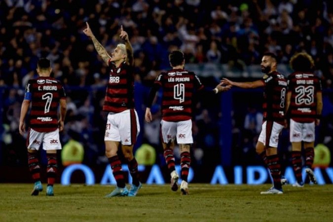 Flamengo em vitória sobre o Vélez na Libertadores -  (crédito: Foto: Marcelo Cortes/Flamengo)