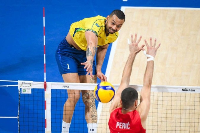 O oposto Alan foi a principal alternativa ofensiva do Brasil, com 10 pontos -  (crédito: Fivb/Divulgação)