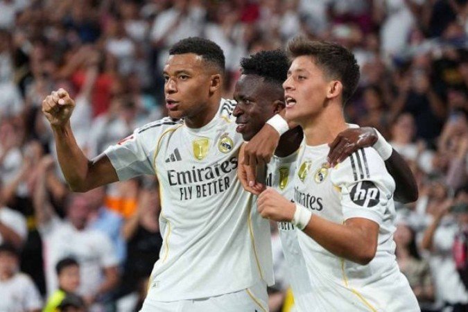Mbappé e Vini Jr estão entre os jogadores do Real Madrid indicados à Bola de Ouro -  (crédito: Foto: Angel Martinez/Getty Images)