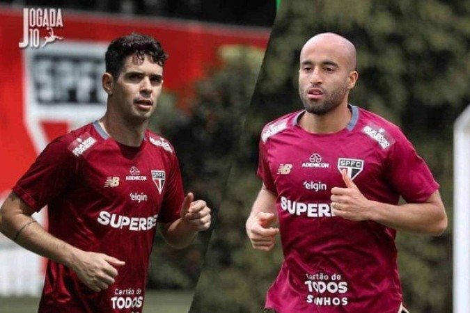 Oscar e Lucas Moura podem estar à disposição para o jogo contra a LDU -  (crédito: Fotos: Erico Leonan/Pedro Guedes/São Paulo)