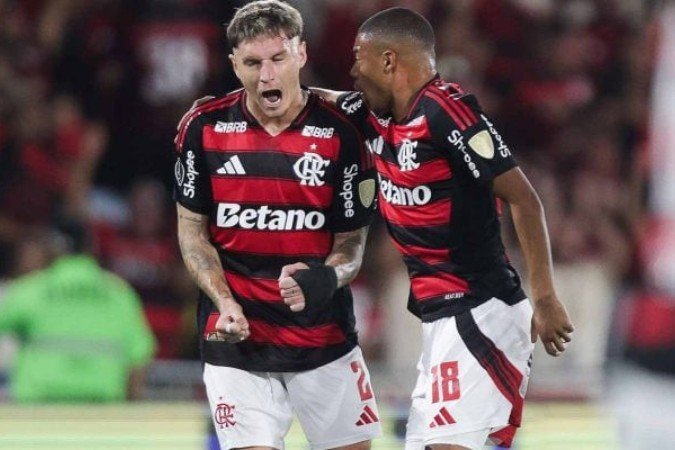 Uruguaio marcou um belo segundo gol na vitória por 2 a 1 - (crédito: Foto: Gilvan de Souza/Flamengo) Uruguaio marcou um belo segundo gol na vitória por 2 a 1 - (crédito: Foto: Gilvan de Souza/Flamengo)