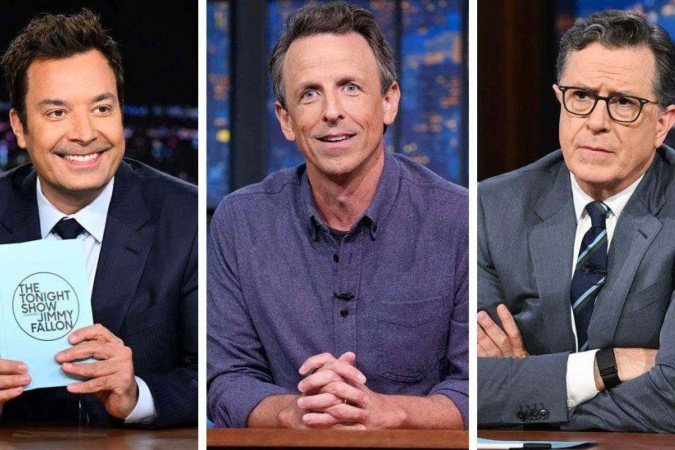 Cartazes de apoio a Jimmy Kimmel no lado de fora do seu estúdio, em Los Angeles (EUA) - (crédito: Getty Images) Cartazes de apoio a Jimmy Kimmel no lado de fora do seu estúdio, em Los Angeles (EUA) - (crédito: Getty Images)