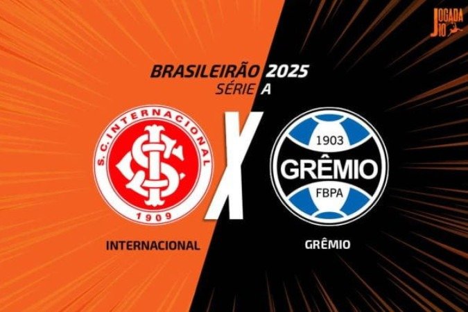 Internacional e Grêmio medem forças pela 24ª rodada do Brasileirão, no Beira-Rio, neste domingo (21) -  (crédito: Foto: Arte / Jogada10)