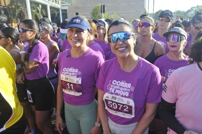 Celina Leão e Giselle Ferreira, secretária da Mulher do DF, antes da largada