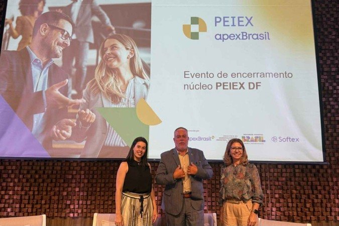 Da esquerda para a direita: Yannah Raslan Coelho (Yannah Tech), Mauro Heringer (Ekoa Life Science) e Cibele Regis (Bem Gloria) - (crédito: Divulgação/ ApexBrasil) Da esquerda para a direita: Yannah Raslan Coelho (Yannah Tech), Mauro Heringer (Ekoa Life Science) e Cibele Regis (Bem Gloria) - (crédito: Divulgação/ ApexBrasil)