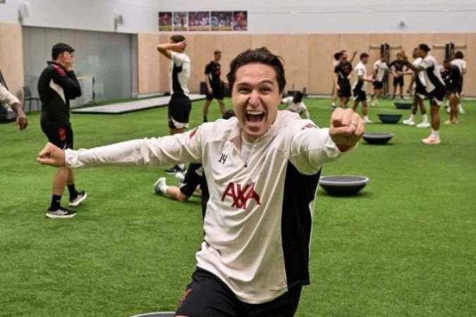 Jogadores do Liverpool durante treinamento da equipe - (crédito: Foto: Andrew Powell/Liverpool FC) Jogadores do Liverpool durante treinamento da equipe - (crédito: Foto: Andrew Powell/Liverpool FC)