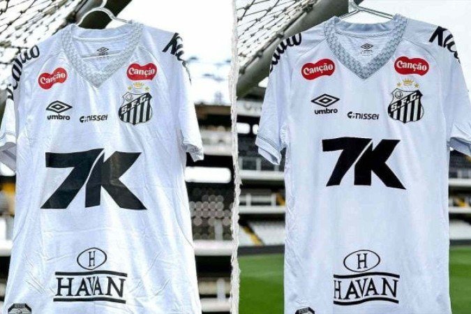 7K altera local do logotipo no uniforme do Santos - (crédito: Foto: Divulgação / Santos) 7K altera local do logotipo no uniforme do Santos - (crédito: Foto: Divulgação / Santos)