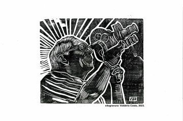 Retrato de Vladimir Carvalho em Xilo