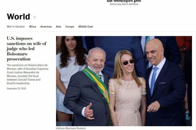 O que diz imprensa internacional sobre sanção dos EUA a mulher de Moraes: 'escalada de tensões diplomáticas' - (crédito: BBC Geral) O que diz imprensa internacional sobre sanção dos EUA a mulher de Moraes: 'escalada de tensões diplomáticas' - (crédito: BBC Geral)