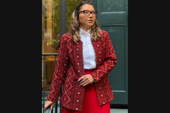 Janja veste blazer em homenagem às mulheres palestinas em Assembleia Geral da ONU -  (crédito: Reprodução redes sociais)