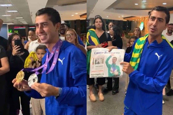 O atleta, natural de Sobradinho, foi recebido por familiares e fãs -  (crédito: Junio Silva/CB/D.A Press)