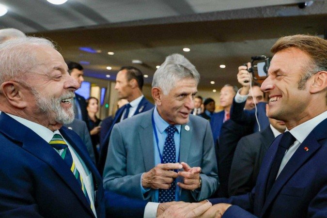 Macron chama Lula de "guerreiro" e reforça sintonia entre Brasil e França na ONU -  (crédito:  Ricardo Stuckert / PR)