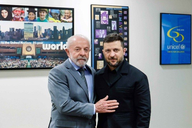  Nova York (NY), 24/09/2025 - Presidente da Rep..blica, Luiz In..cio Lula da Silva, durante reuni..o com o presidente da Ucr..nia, Volodymyr Zelensky, na sede das Na....es Unidas. Foto: Ricardo Stuckert/PR
    