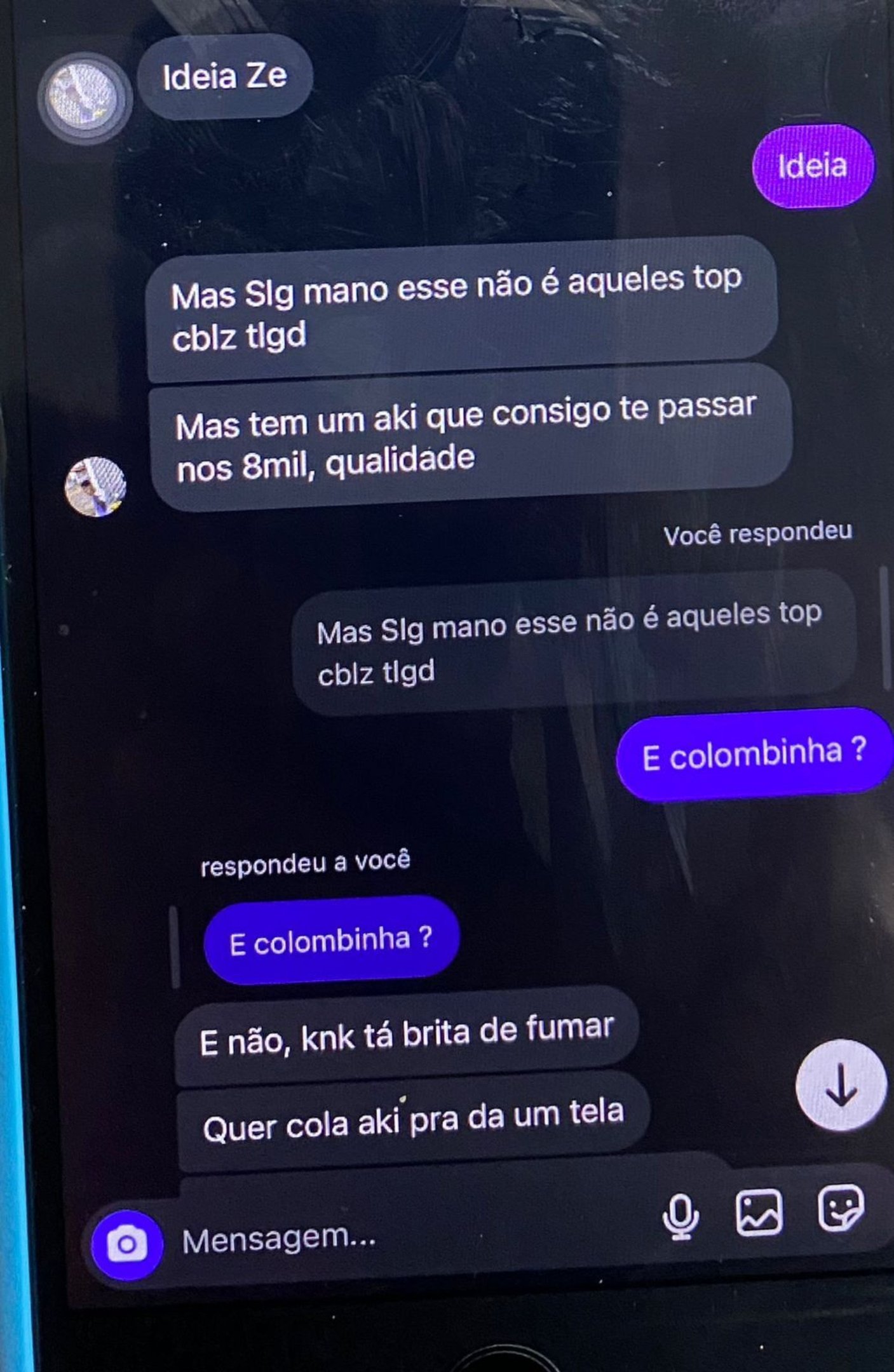 Conversas obtidas entre suspeitos