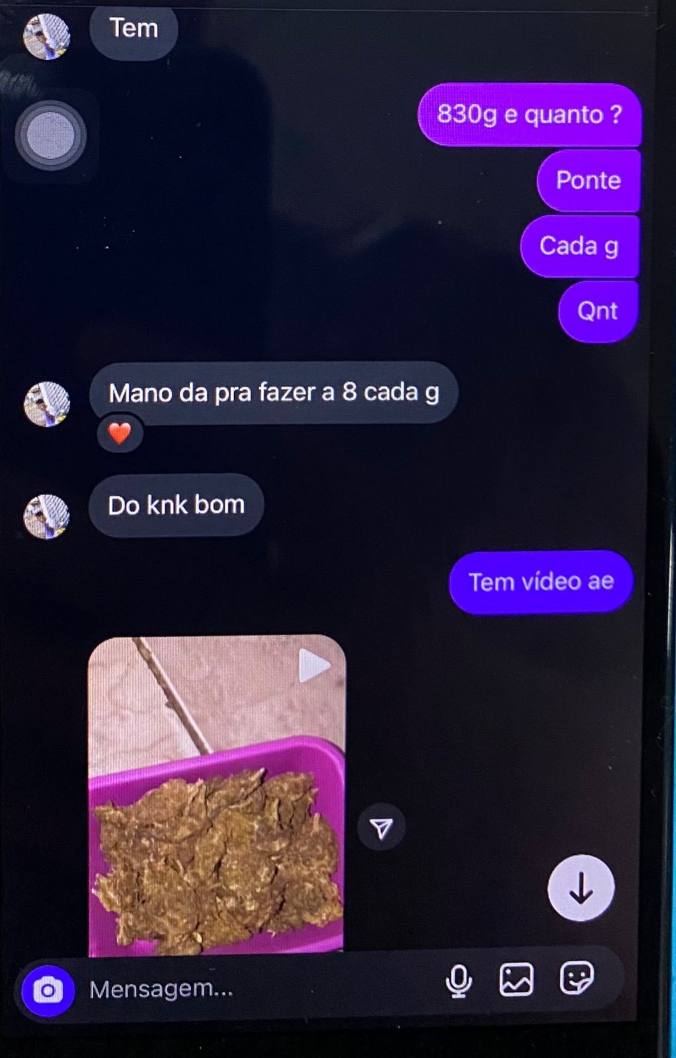 Conversas obtidas entre suspeitos