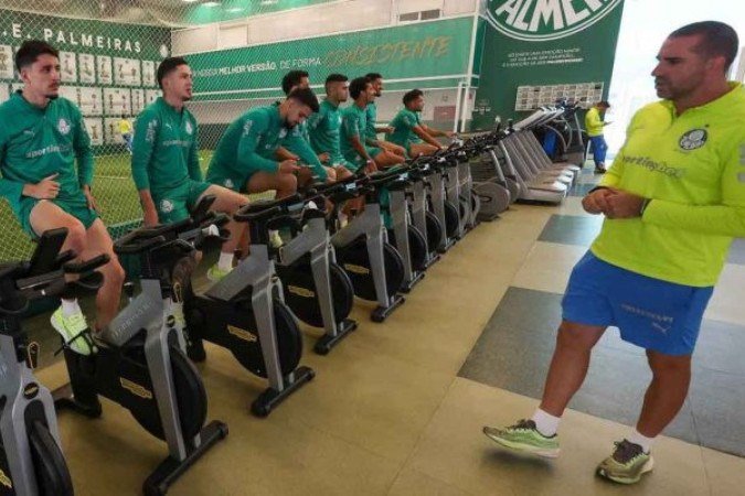 Titulares contra o River Plate ficaram na área interna do CT -  (crédito:  Foto: Cesar Greco/Palmeiras)