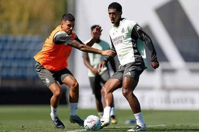 Jogadores do Real Madrid durante treinamento da equipe - (crédito: Foto: Helios de la Rubia / Real Madrid) Jogadores do Real Madrid durante treinamento da equipe - (crédito: Foto: Helios de la Rubia / Real Madrid)