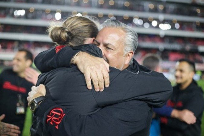 Filipe Luís celebra classificação do Flamengo à semifinal da Libertadores - (crédito: Foto: Gilvan de Souza/Flamengo) Filipe Luís celebra classificação do Flamengo à semifinal da Libertadores - (crédito: Foto: Gilvan de Souza/Flamengo)