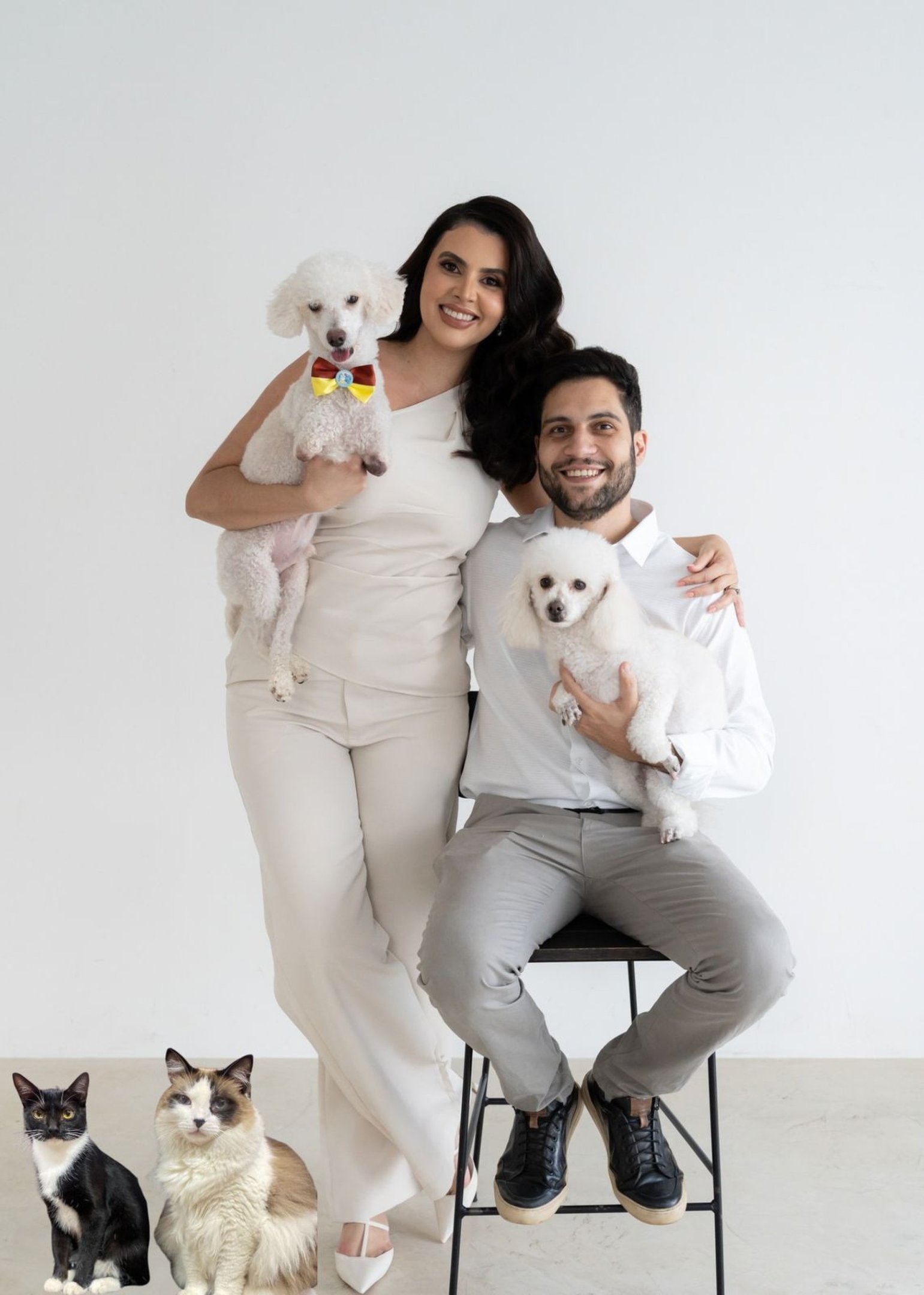 Bruna e Matheus com  Maya, Romey juju e o Bili 