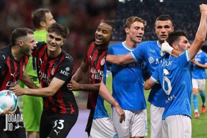 Milan e Napoli se enfrentam neste domingo (28), às 15h45, no San Siro, pela 5ª rodada do Campeonato Italiano -  (crédito: Fotos: Divulgação / AC Milan / Napoli)