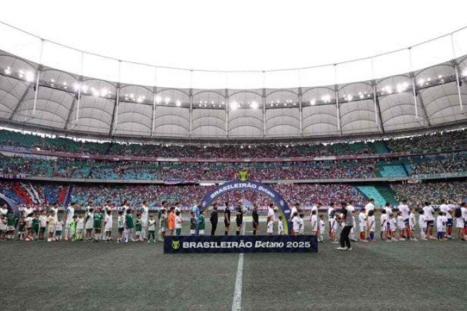 Palmeiras vai enviar queixa criticando o gramado da Arena Fonte Nova - (crédito: Foto: Cesar Greco/Palmeiras) Palmeiras vai enviar queixa criticando o gramado da Arena Fonte Nova - (crédito: Foto: Cesar Greco/Palmeiras)