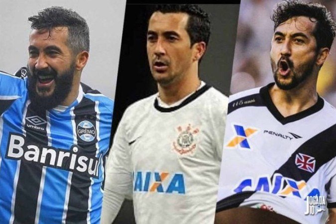 Douglas em três momentos distintos em grandes clubes do futebol brasileiro - (crédito: Foto: Divulgação) Douglas em três momentos distintos em grandes clubes do futebol brasileiro - (crédito: Foto: Divulgação)