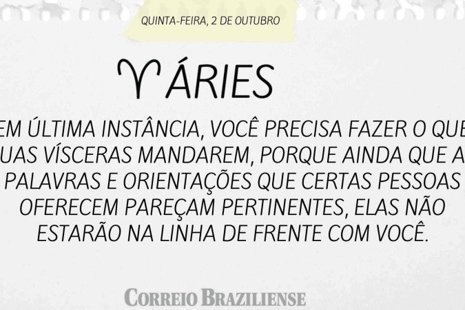 Horóscopo desta quinta-feira (2/10) 