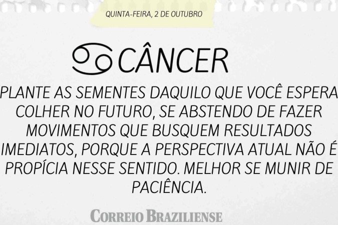 Horóscopo desta quinta-feira (2/10) 
