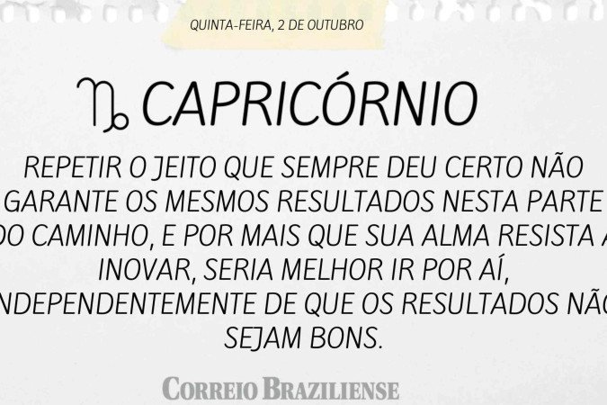 Horóscopo desta quinta-feira (2/10) 