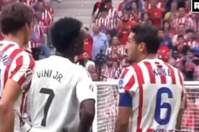 Discussão entre Vini Jr. e Koke viraliza nas redes sociais - (crédito: Foto: Reprodução) Discussão entre Vini Jr. e Koke viraliza nas redes sociais - (crédito: Foto: Reprodução)