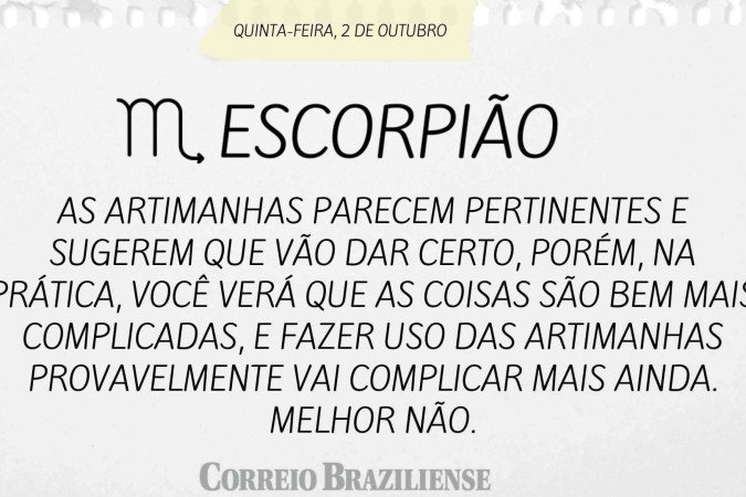 Horóscopo desta quinta-feira (2/10) 