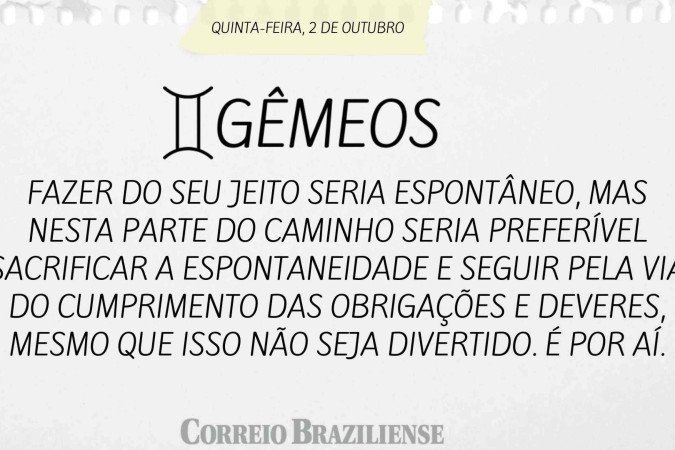 Horóscopo desta quinta-feira (2/10) 