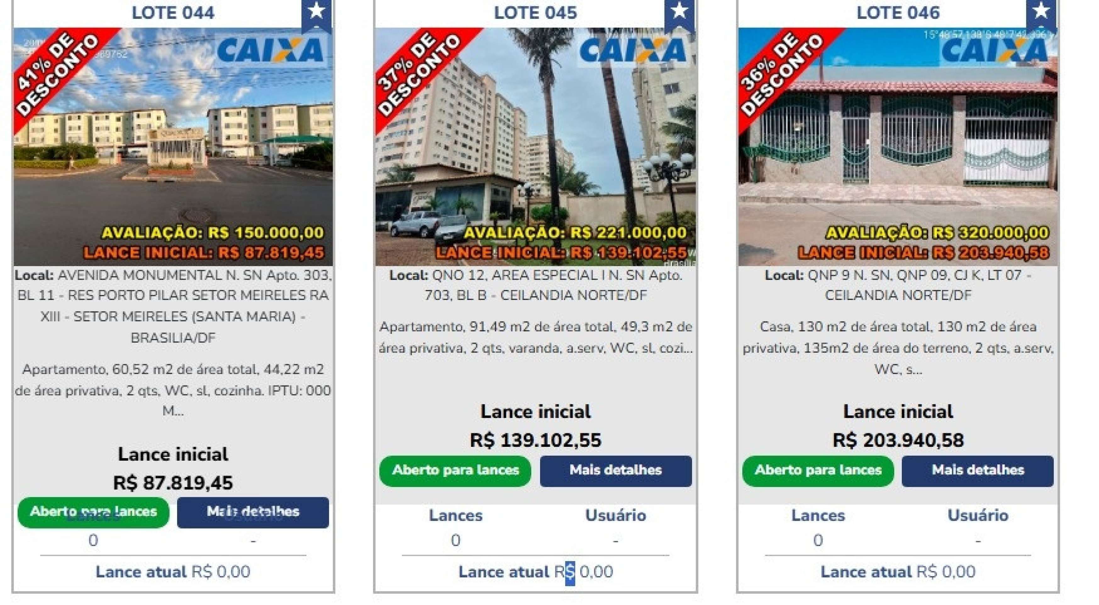 Leilão da Caixa será nesta quinta; DF tem quatro imóveis