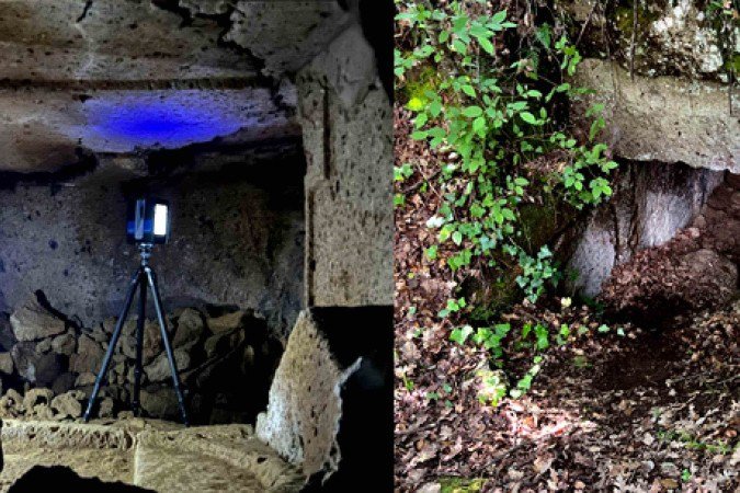 Câmera realiza medições para a criação de uma reprodução em 3D da passagem para um túmulo etrusco, na Itália: ciência utiliza ferramentas modernas e complexas para compreender o passado   -  (crédito:  Jonathan Westin) Câmera realiza medições para a criação de uma reprodução em 3D da passagem para um túmulo etrusco, na Itália: ciência utiliza ferramentas modernas e complexas para compreender o passado   -  (crédito:  Jonathan Westin)