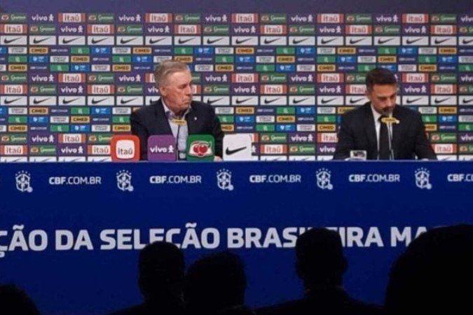 Carlo Ancelotti durante a convocação da Seleção Brasileira para amistosos internacionais -  (crédito: Foto: Jogada10)