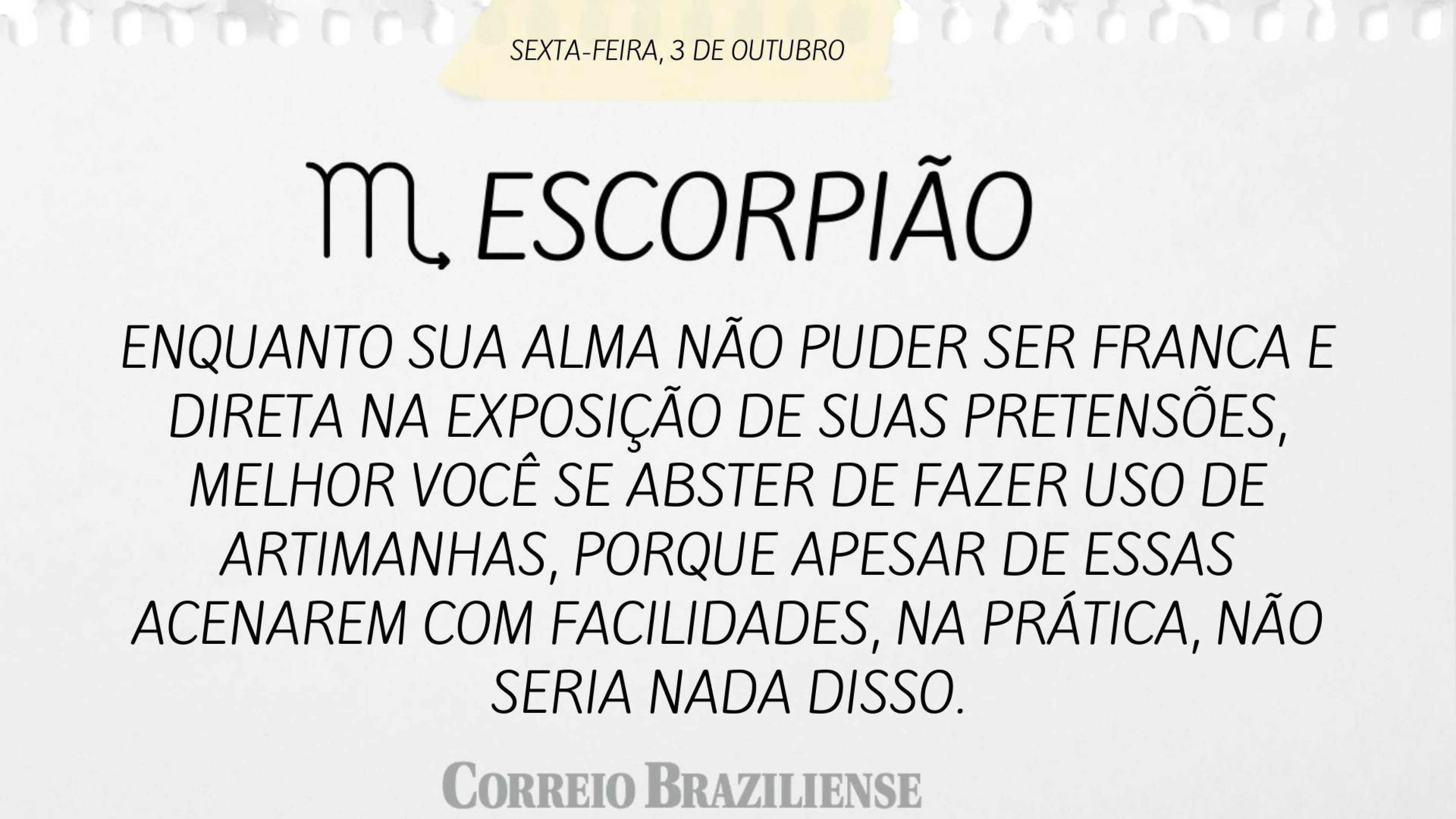 Hor&oacute;scopo desta sexta-feira (3/10)