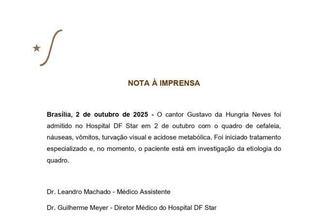Hungria é internado no DF Star com suspeita de contaminação por metanol