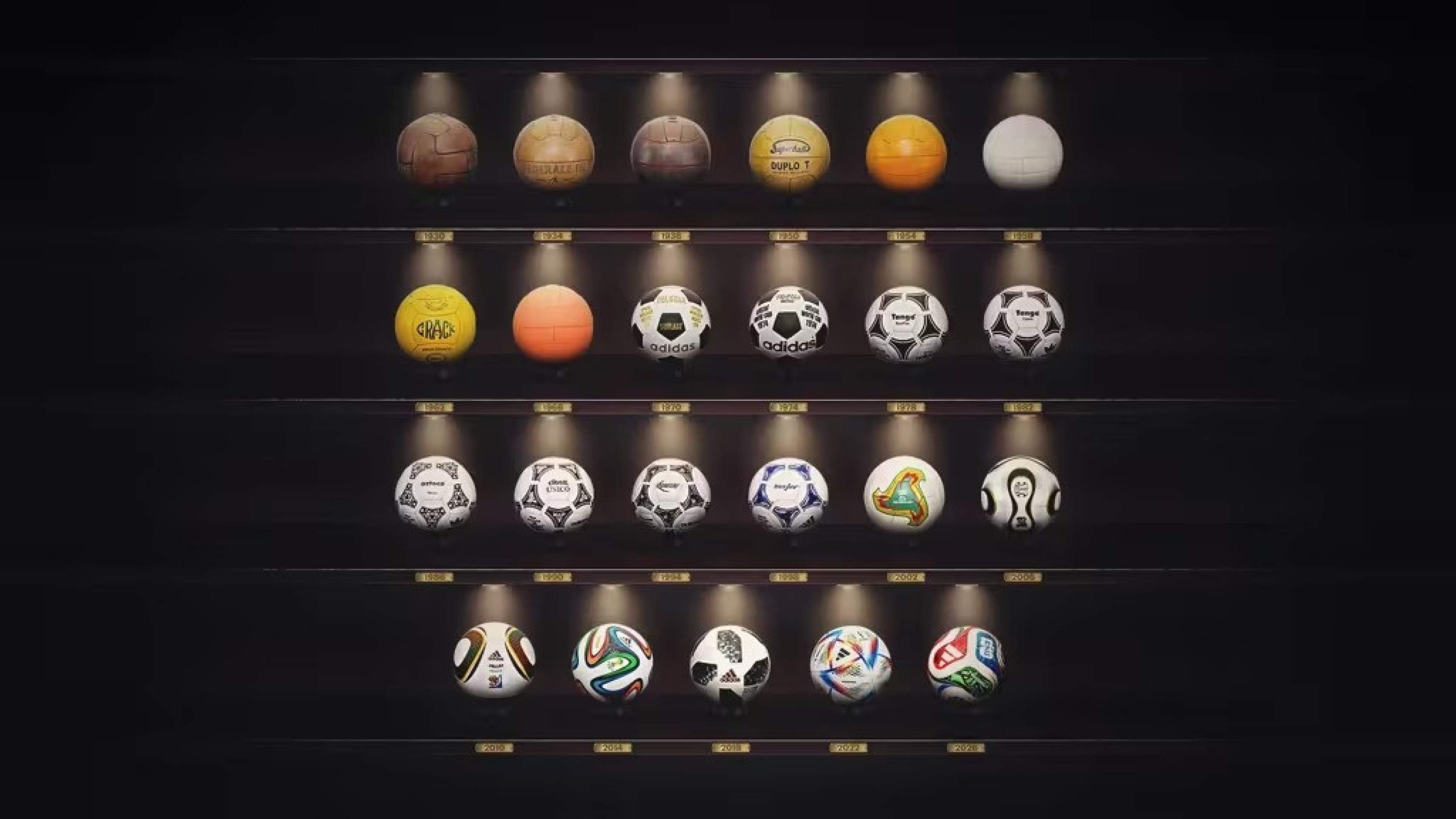 Todas as bolas da Copa do Mundo: 96 anos anos de hist&oacute;ria de 1930 a 2026