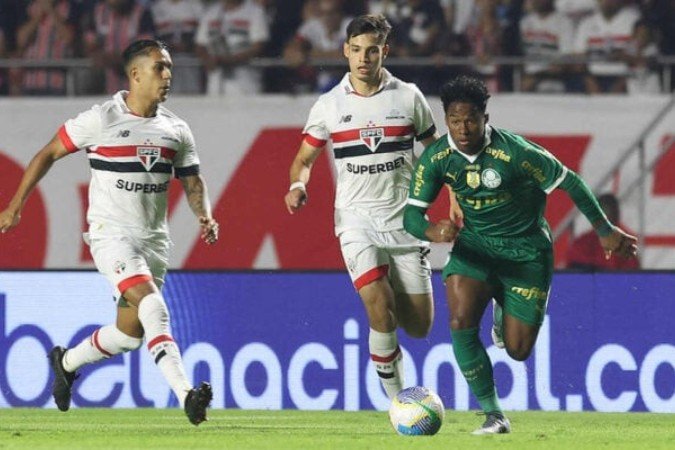São Paulo e Palmeiras durante jogo do Brasileirão -  (crédito: Foto: Cesar Greco/Palmeiras)