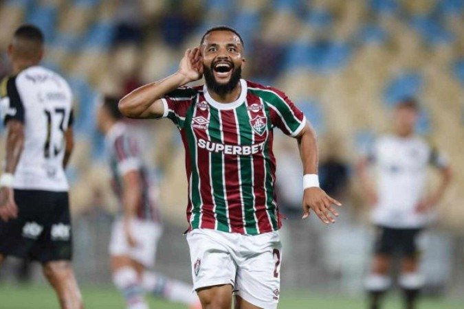 Samuel Xavier celebra o gol que marcou no jogo contra o Atlético -  (crédito: Foto: Marcelo Gonçalves/Fluminense)