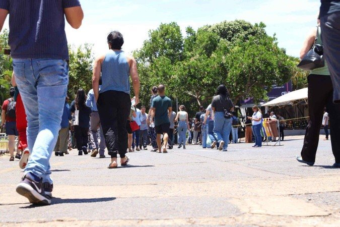 Estudantes CNU a caminho da prova: expectativa -  (crédito:  Mariana Campos/CB/D.A Press)