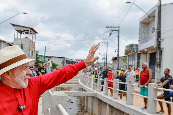 Na visita a Belém, Lula argumentou que obras trarão benefícios a longo prazo para a capital paraense   -  (crédito: Ricardo Stuckert/PR)