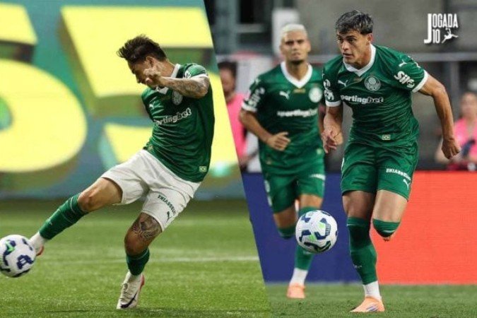 Lateral se recupera bem e já treina no campo, enquanto o herói do clássico tem edema na coxa -  (crédito: Foto: Cesar Greco/Palmeiras)